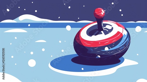 Curling Stone Sports Equipment Flat Vector Illustration