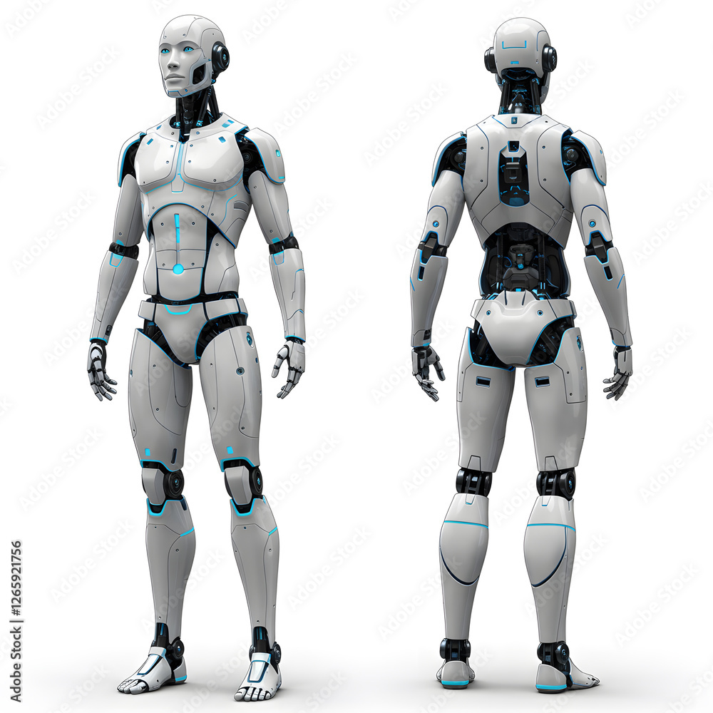 Futuristic Humanoid Robot (Front and Back View) Futuristic Humanoid Robot (Front and Back View)