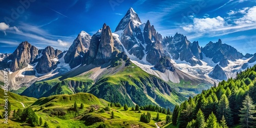 Majestic Aiguille de Peclet Peak in the French Alps, Savoie - Panoramic View photo