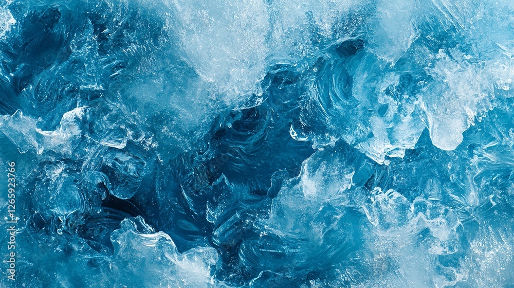 Fototapeta premium Frosty blue ice texture with intricate crystalline patterns, evoking the chill of winter, perfect for seasonal designs Close-up photo with clean background 