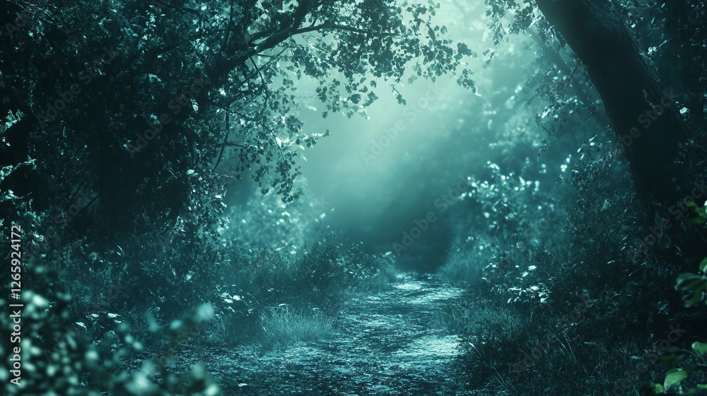 Fototapeta premium Atmospheric Forest Trail Background. Nature Photography.