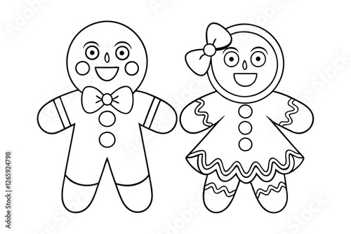 Cute Kawaii Gingerbread coloring page for kids