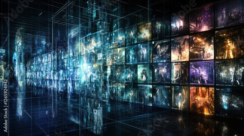 Wallpaper Mural Digital media wall streaming data, futuristic server room Torontodigital.ca