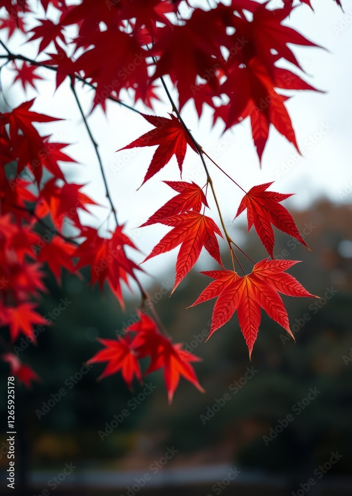 Colorful red maple leaves gently swaying in the autumn breeze at a park in october bokeh red bokeh abstract background glow design light texture effect sparkle Colorful red maple leaves gently swaying in the autumn breeze at a park in october bokeh red bokeh abstract background glow design light texture effect sparkle