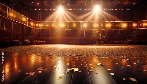 스크린을 배경으로 반짝이는 필름 테이프 조각들