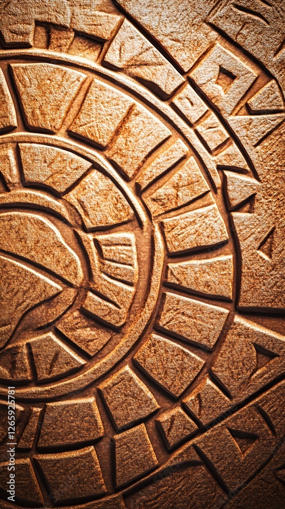 Obraz premium Intricate Pattern of a Stone Wheel Stamped into a Rustic Surface
