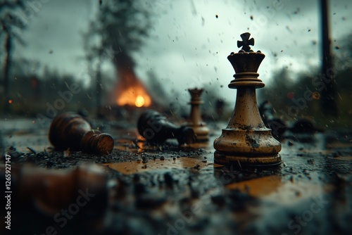 Chess battle in the rain – kings on the battlefield photo