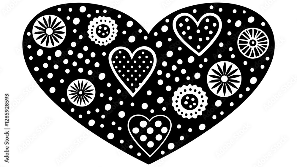 Fototapeta premium cute heart pattern with hand drawn elements