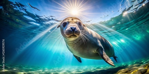 Majestic Elephant Seal in Crystal Clear Ocean Waters with Marine Life