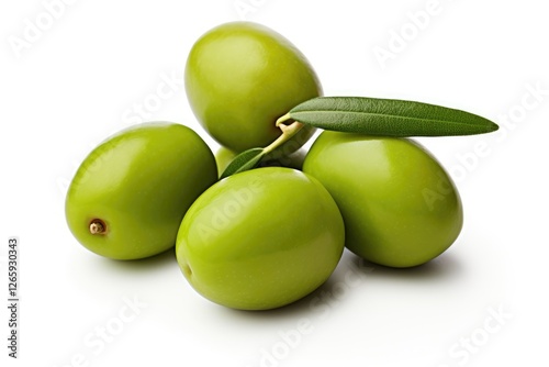 Wallpaper Mural Three green olives with leaves isolated on white Torontodigital.ca