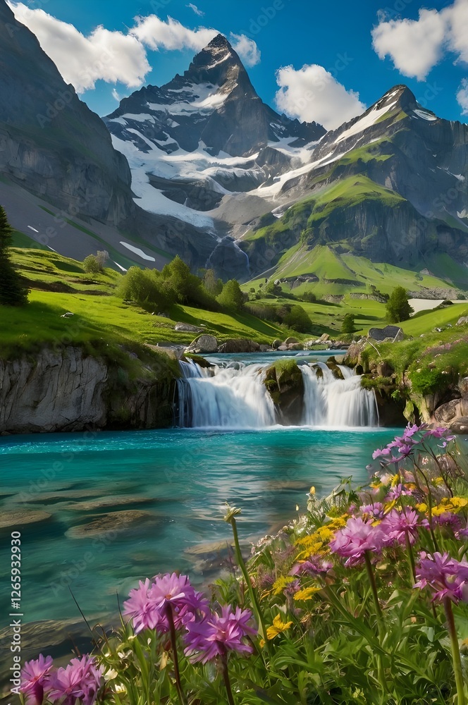 Naklejka premium a stunning waterfall cascading down