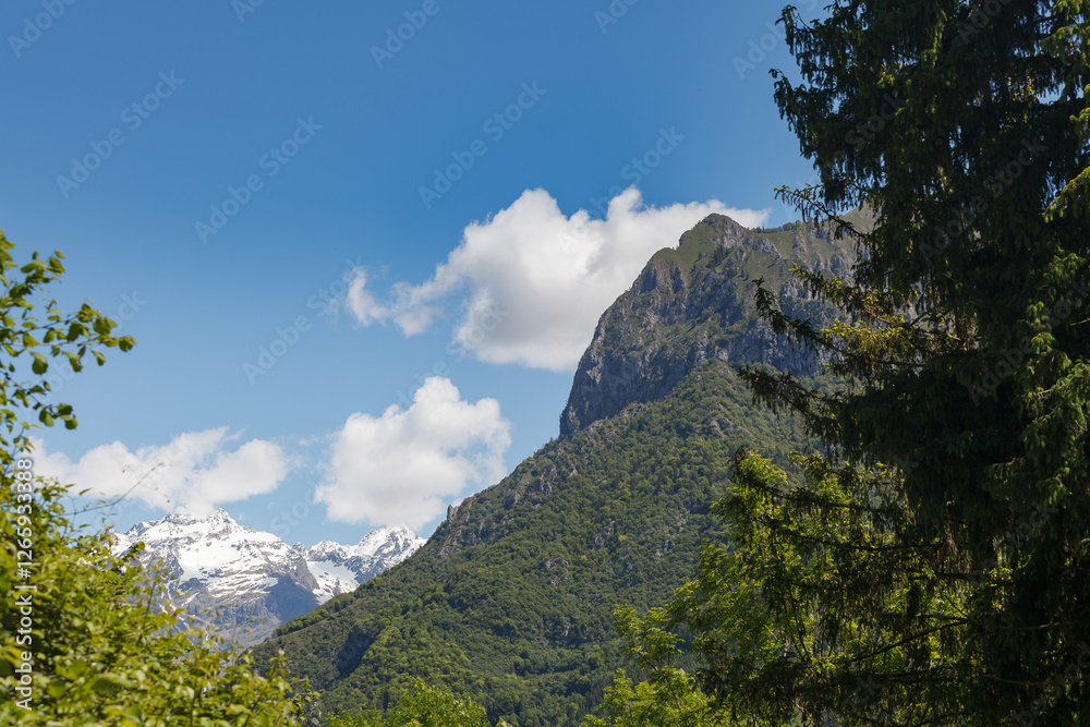 Mountain top of Bergamo alps. View from Gromo town.