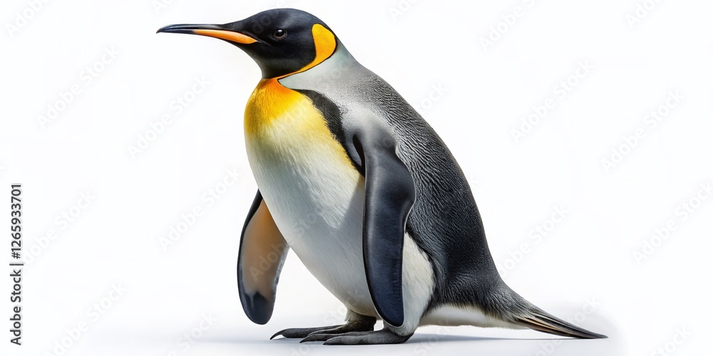 Fototapeta premium Majestic King Penguin Isolated, Wildlife Photography, Antarctic Bird, PNG Background, Animal Image