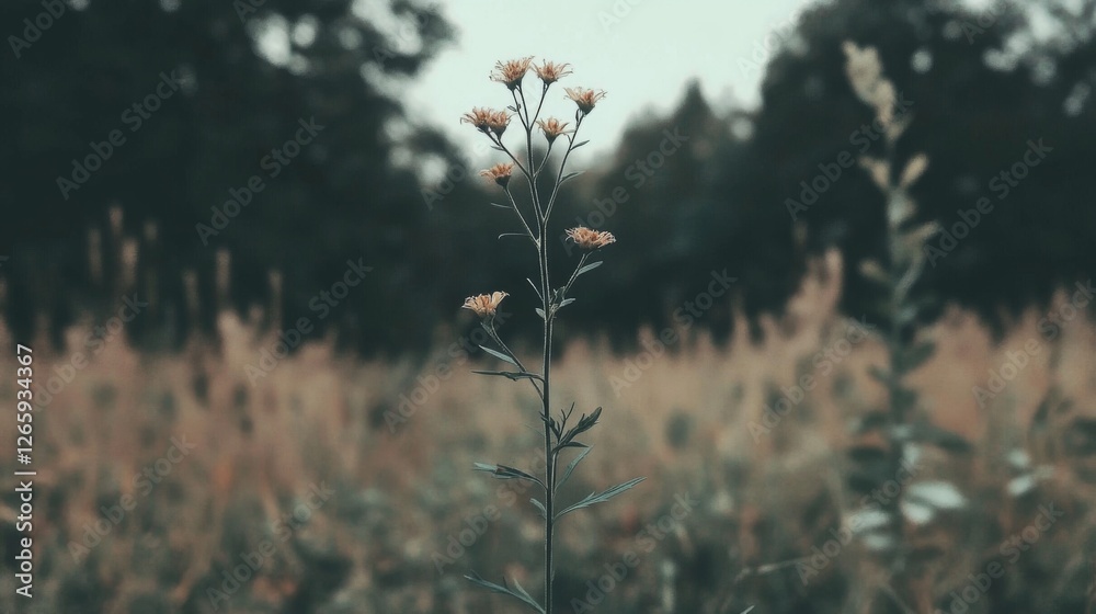 Pale Flowers in Field, Subtle Autumnal Colors, Peaceful Scene Pale Flowers in Field, Subtle Autumnal Colors, Peaceful Scene
