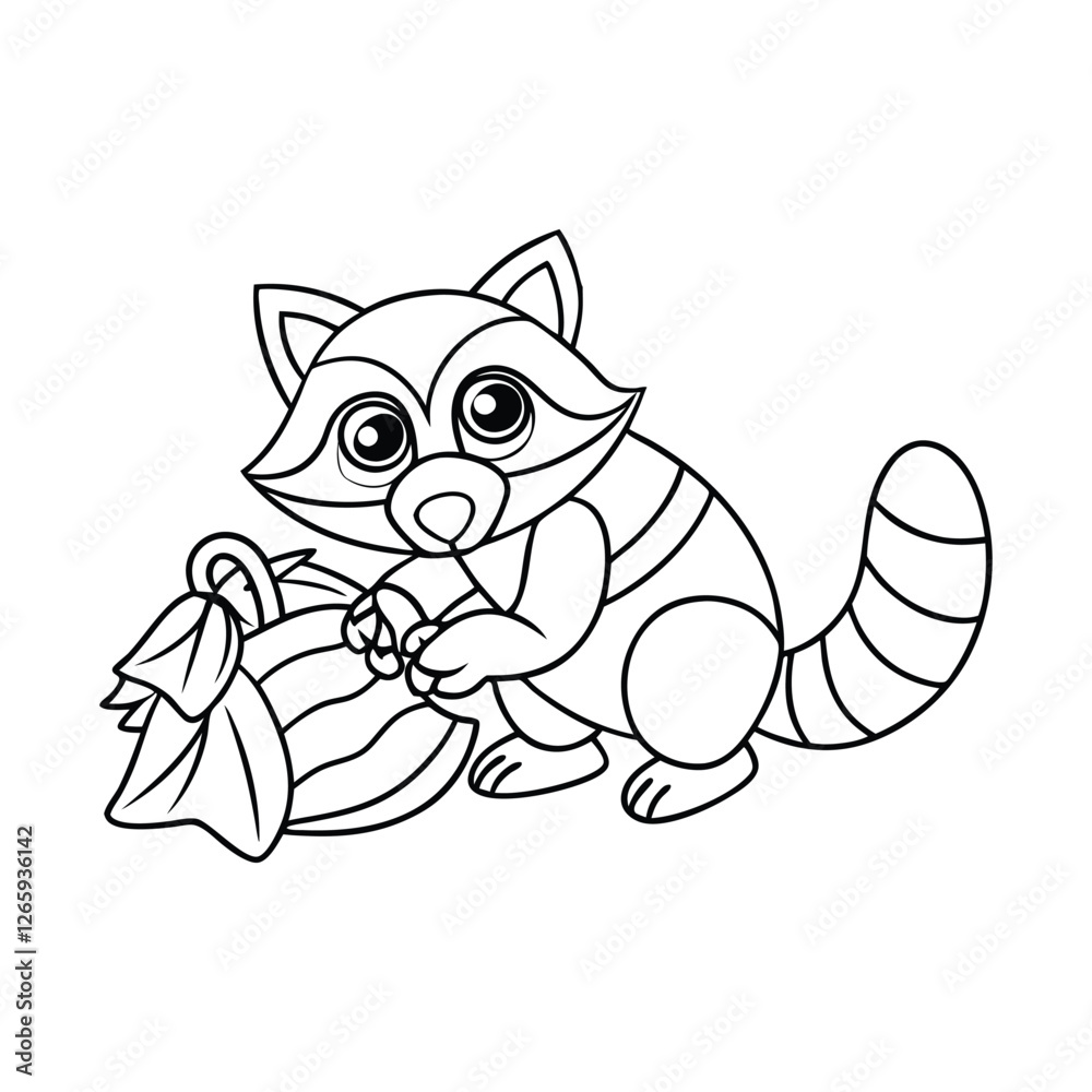 Fototapeta premium a cute raccoon coloring page for kids