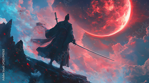 Samurai wizards unite defending the cosmos in a captivating scifi epic. Astral Samurai. Illustration