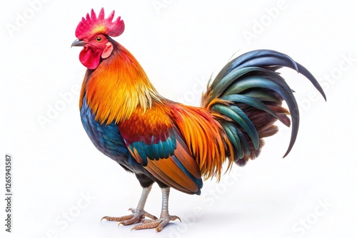 Wallpaper Mural Majestic Rooster Isolated on White Background - Farm Animal Stock Photo Torontodigital.ca