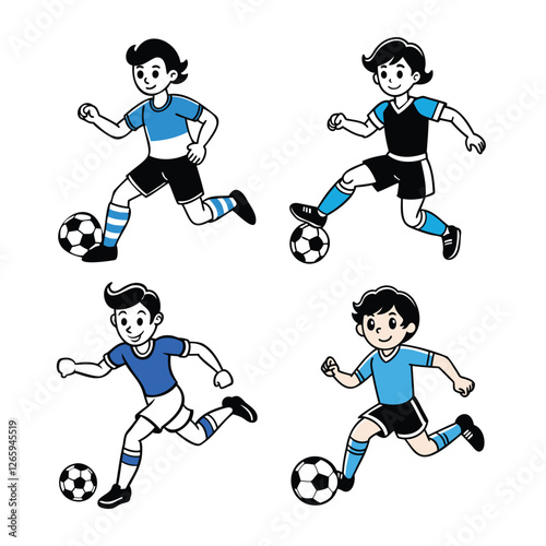 Young Soccer Player in Blue Uniform—Energetic Football Artwork
