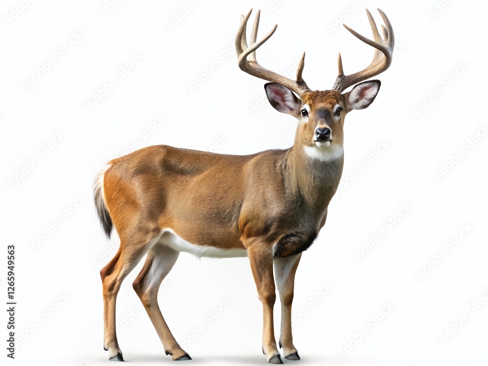 Fototapeta premium Majestic Whitetail Deer Isolated on PNG Background - Wildlife Stock Photo