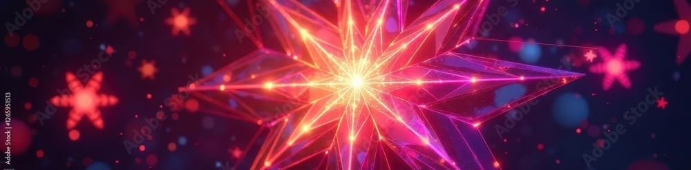 Fototapeta premium Intricate, glowing geometric shapes forming a festive starburst , burst, celebration, festive