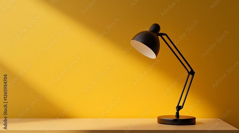 A trendy desk lamp on a soft backdrop A trendy desk lamp on a soft backdrop