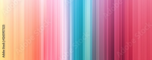 Colorful vertical gradient background with vertical lines or stripes of various pastel rainbow and muted colors. Background with copy space for design or banner, cover and website. 