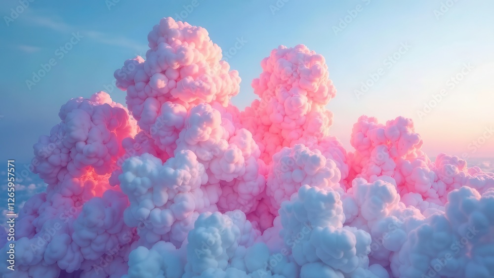 Fototapeta premium Pink clouds on a blue background. Screensaver, background, wallpaper