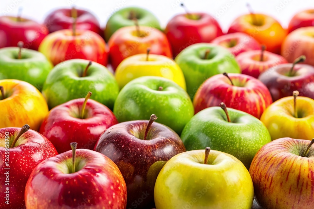 Miniature Apples: A Vibrant Collection of Red, Green, and Yellow Apples Isolated on White Miniature Apples: A Vibrant Collection of Red, Green, and Yellow Apples Isolated on White