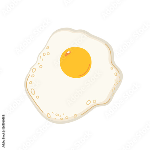 Fried eggs food element simple flat hand drawn vector illustration, traditional breakfast dish source of protein and vital force, healthy organic diet meal, perfect for menu, poster, etiquette