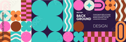 A dynamic vector background with bold geometric shapes and abstract patterns. Minimalist design with a modern and retro aesthetic, ideal for posters, flyers, banners, and festival promotions. 