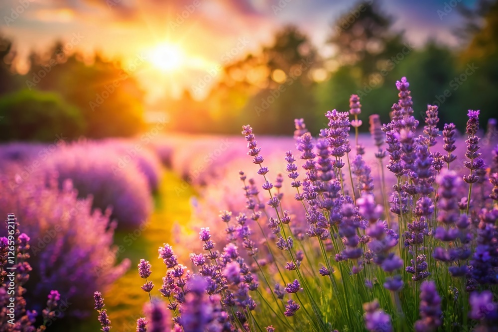 Obraz premium Miniature Lavender Garden: Charming Tilt-Shift Photography