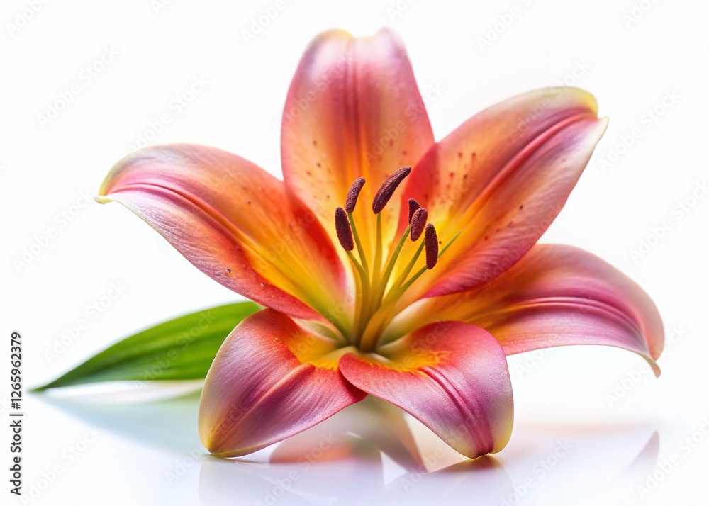 Fototapeta premium Miniature Lily Flower Isolated on White Background - Tilt-Shift Photography