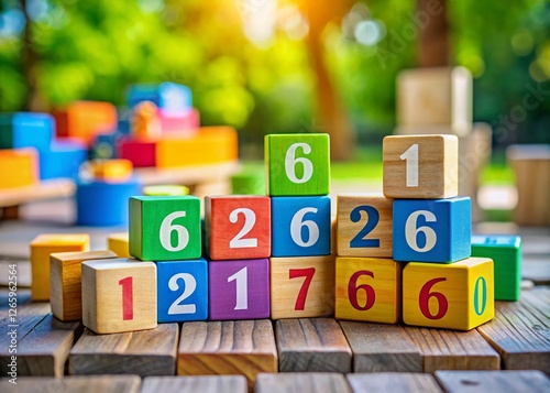 Miniature Math: Tilt-Shift Photo of Colorful Building Blocks Forming Equation 6 + 6 = 12