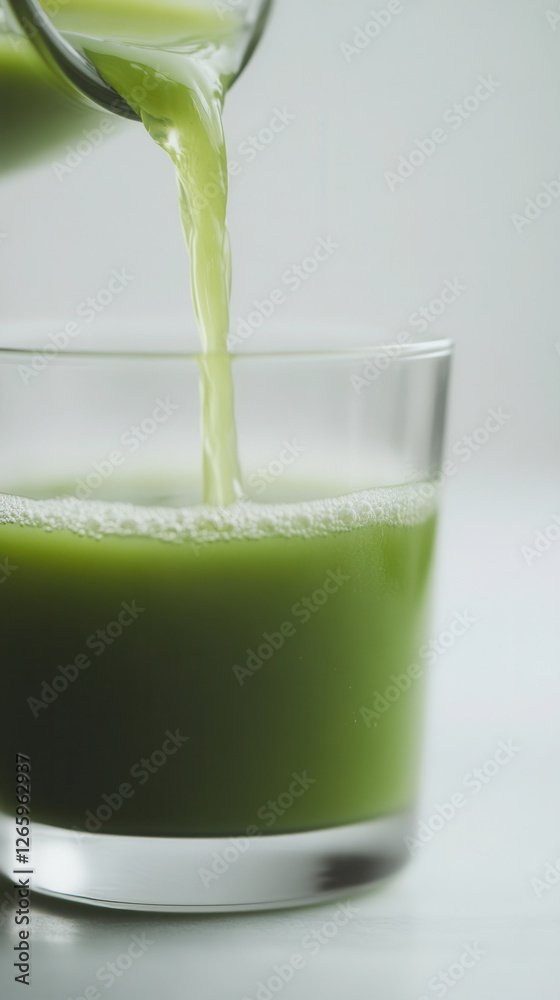 Fresh green juice pours into a glass showcasing fluid motion against a clean white background.juice of celery, herbs, parsley, dill. anti-inflammatory juice. Healing juice Fresh green juice pours into a glass showcasing fluid motion against a clean white background.juice of celery, herbs, parsley, dill. anti-inflammatory juice. Healing juice