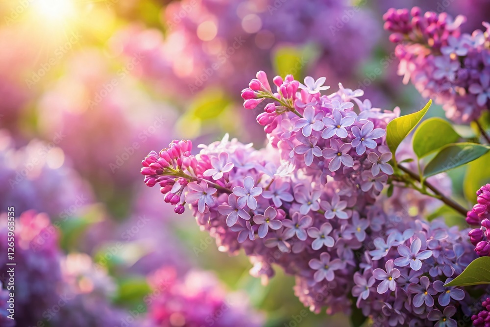 Obraz premium Miniature Purple Lilac Blossoms: Tilt-Shift Spring Flowers