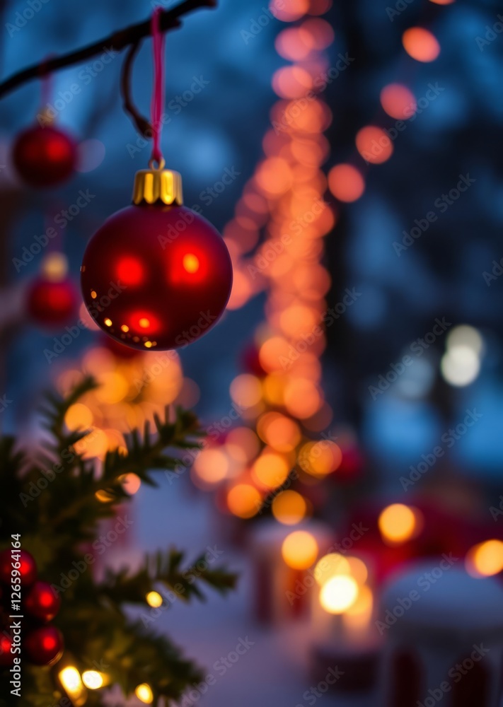 Fototapeta premium Weihnachtshintergrund / deko / kugeln bokeh red bokeh abstract background glow design light texture effect sparkle