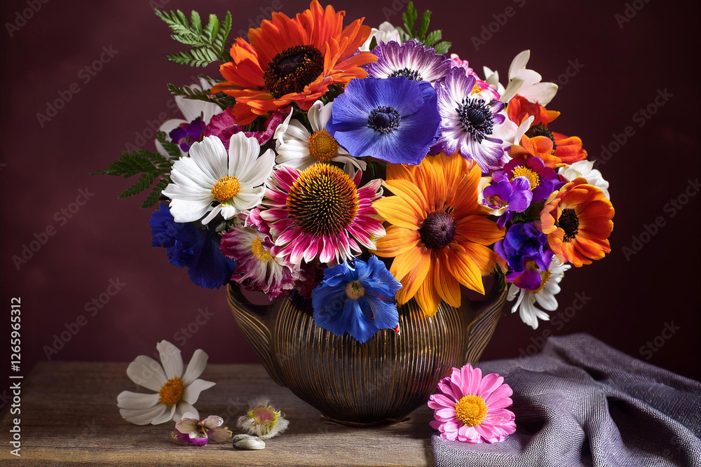 Obraz premium Spring flowers bunch. Antique style.
