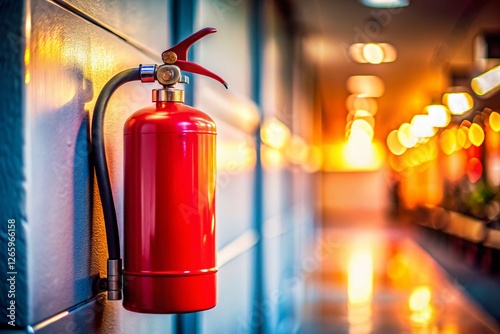 Miniaturized Fire Extinguisher on Wall: Safety Equipment Close-Up