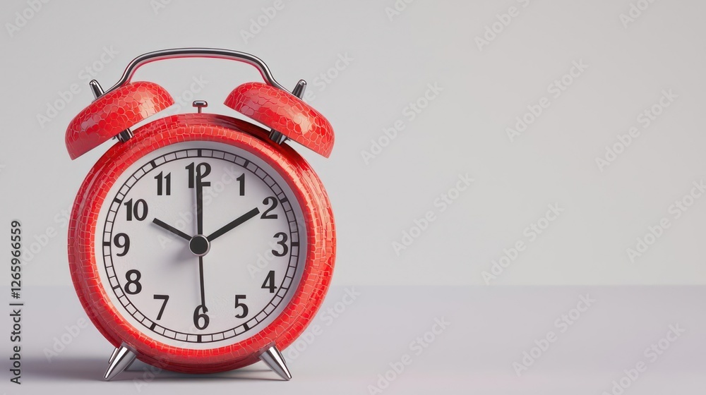 Pixelated Red Alarm Clock on Gray Background Pixelated Red Alarm Clock on Gray Background