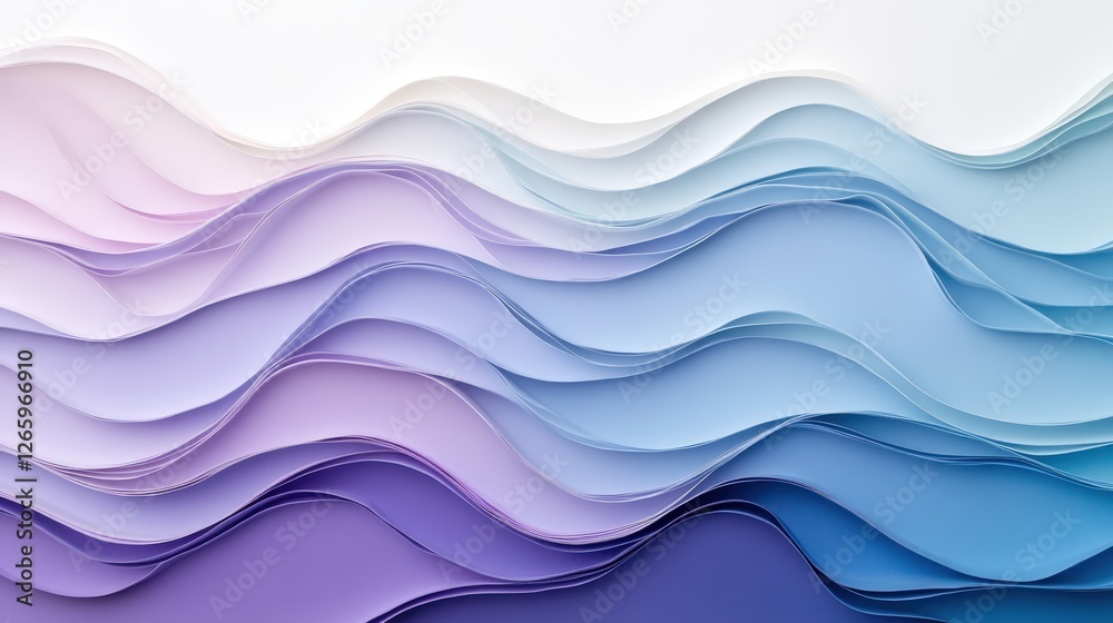 Fototapeta premium Abstract Paper Wave Layers in Pastel Hues