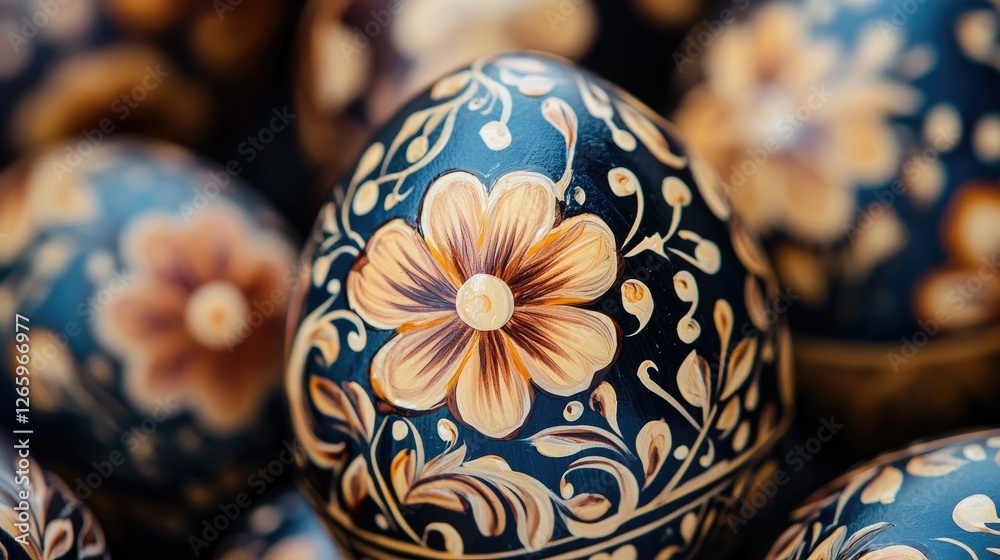 Close-up of Easter eggs with floral patterns Close-up of Easter eggs with floral patterns