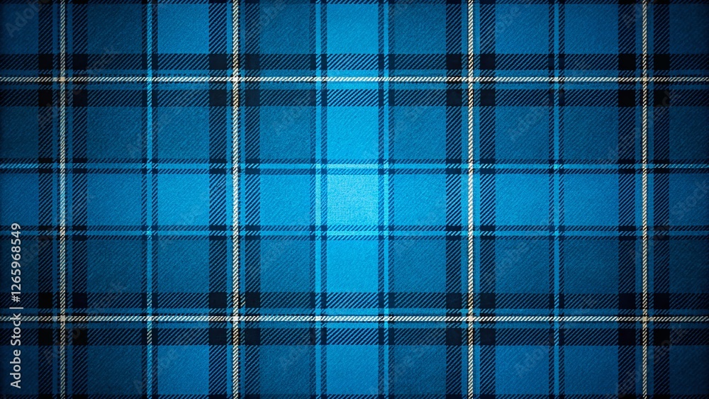 Minimalist Blue & Black Plaid Tartan Background - Scottish Style Texture
