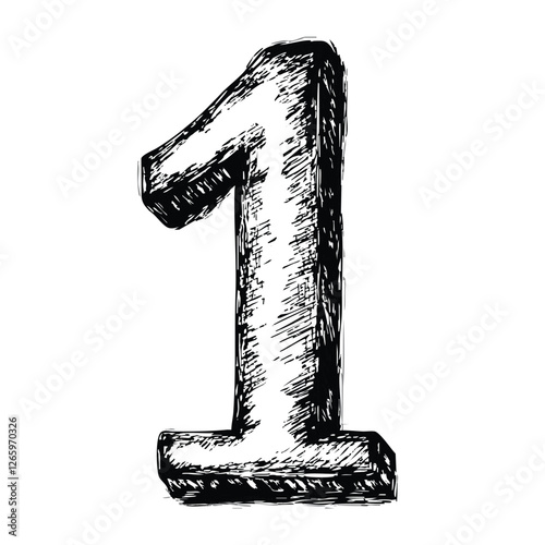 Ink Number 1 Sketch – Hand-Drawn Modern Numeral Illustration