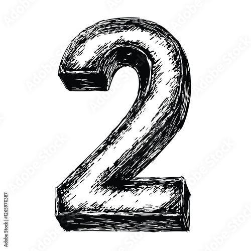 Ink Number 2 Sketch – Hand-Drawn Modern Numeral Illustration