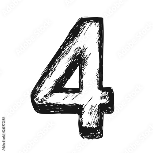 Ink Number 4 Sketch – Hand-Drawn Modern Numeral Illustration