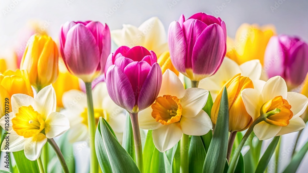 Minimalist Easter Still Life: Tulips & Daffodils Minimalist Easter Still Life: Tulips & Daffodils