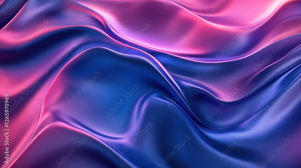 Obraz premium Abstract Purple Blue Satin Fabric Draped Waves