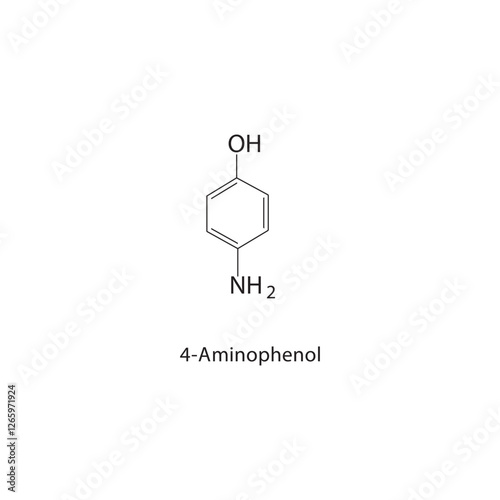 4-Aminophenol skeletal structure.Aminophenol derivative compound schematic illustration. Simple diagram, chemical formula. photo