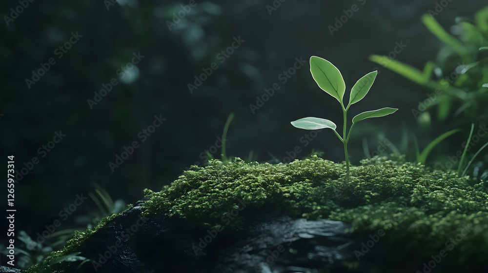 A single sprout growing on a mossy green background, symbolizing new life and growth
A single sprout growing on a mossy green background, symbolizing new life and growth
