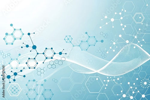 White and Light Blue Medical Abstract Gradient Background with Molecules: Perfect for Healthcare Branding, Scientific Presentations, and Pharmaceutical Design Projects